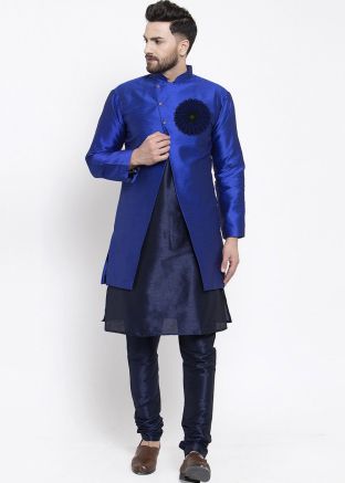 Navy Blue Kurta Pajama & Jacket