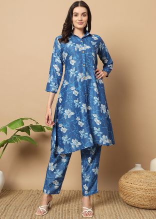 Readymade Blue Floral Printed Co-Ord Set