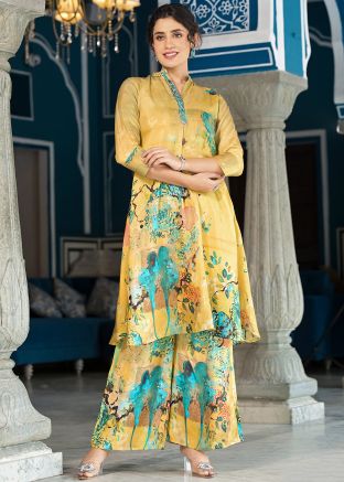 Yellow Floral Print Readymade Co-Ord Set