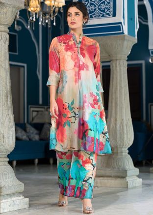 Multicolor Floral Print Readymade Co-Ord Set