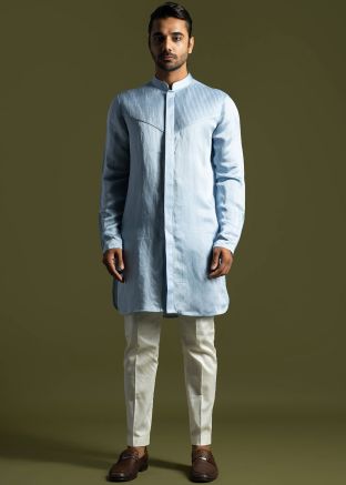 Shop Blue Mens Pintucks Indian Kurta Pajama Set Online Panash India