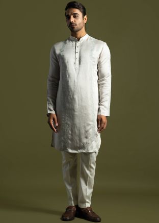 Shop this Grey Readymade Embroidered Kurta Pajama for Men Online at Panash India