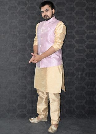 Golden Kurta Churidar & Embroidered Jacket