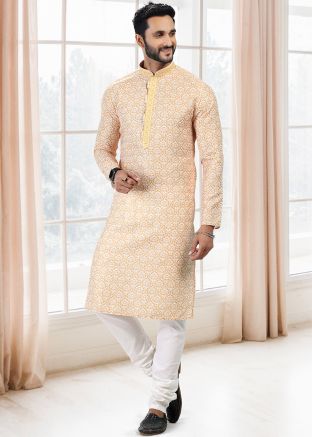 Peach Digital Printed Kurta Pajama