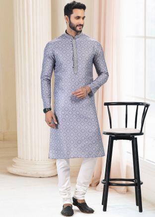 Grey Digital Printed Kurta Pajama