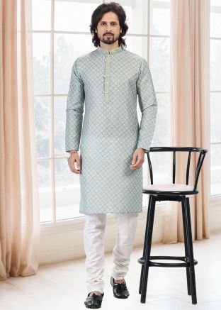 Grey Digital Printed Kurta Pajama