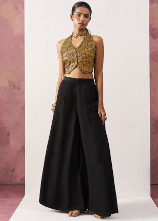 Golden Zari Woven Top & Bottom Set