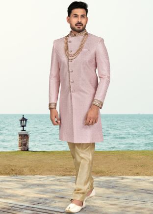 Pink Embroidered Indo Western Sherwani