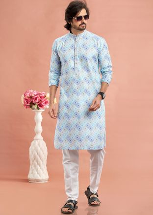 Multicolor Digital printed Mens Kurta Pajama