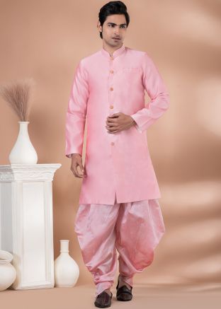 Pink Indo Western Sherwani With Dhoti