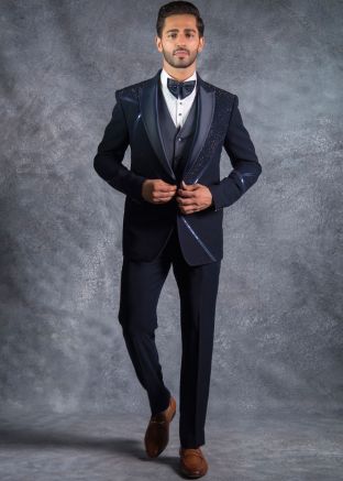 Navy Blue Readymade Tuxedo Set For Men
