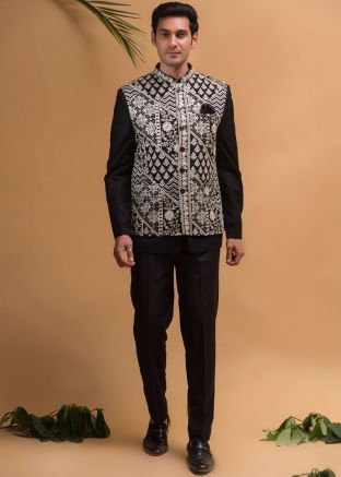 Black Embroidered Bandhgala Jodhpuri Set