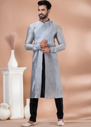 Grey Embroidered Kurta Pajama