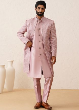 Pink Embroidered Indo-Western Sherwani