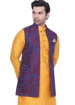 Readymade Men Blue Woven Long Jacket