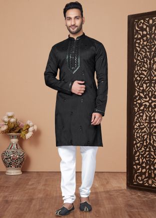 Black Sequins Embroidered Kurta Pajama