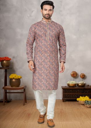 Men Multicolor Embroidered Kurta Pajama Set