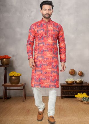 Multicolor Men Embroidered Kurta Pajama Set