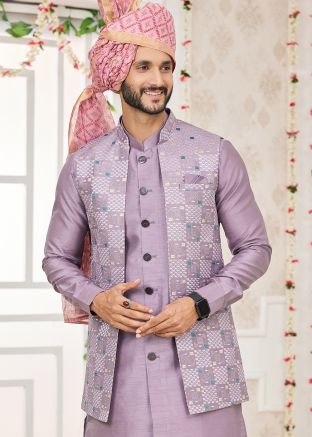 Readymade Purple Embroidered Men Jacket