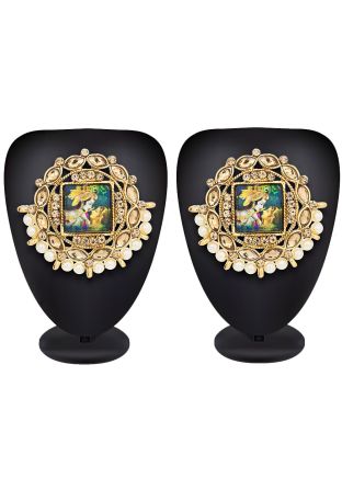 Golden Pearls And Stone Studded Earrings