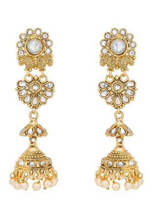 Golden Stone Studded Jhumki Danglers