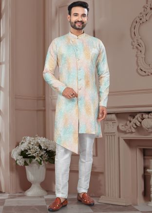 Multicolor Sequins Work Indo Western Sherwani Set