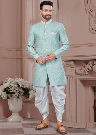 Green Embroidered Indo Western Sherwani