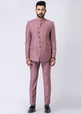 Readymade Pink Rayon Bandhgala Jodhpuri Suit 