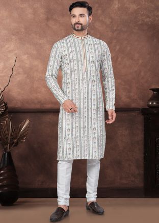 Multicolor Readymade Men Rayon Kurta In Embroidery