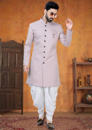 Pink Indo Western Sherwani With Dhoti