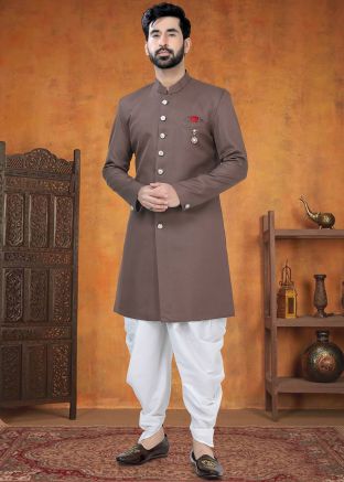 Brown Men Indo Western Sherwani Set