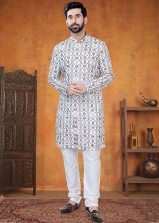 Multicolor Printed Kurta Pajama In Cotton