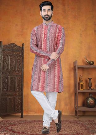 Multicolor Printed Jacqaurd Kurta Pajama