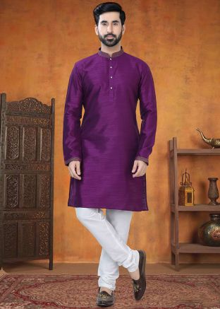 Purple Kurta Pajama In Silk