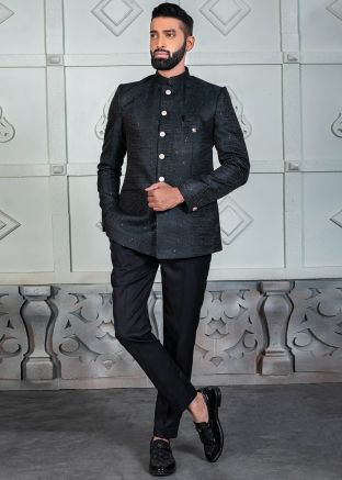 Black  Men Bandhgala Jodhpuri Suit