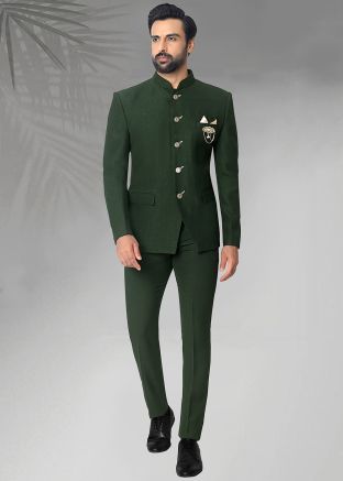 Green Bandhgala Jodhpuri Men Suit