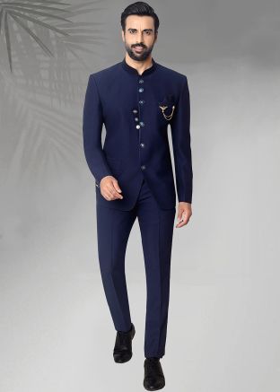 Blue Men Bandhgala Jodhpuri Suit