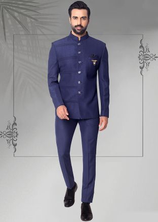 Blue Men Bandhgala Jodhpuri Suit
