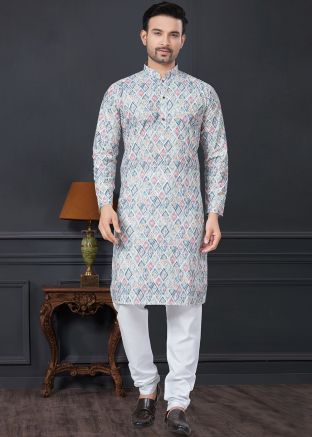 Multicolor Digital Printed Rayon Readymade Men Kurta Pajama