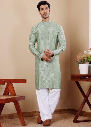 Green Sequins Embroidered Kurta Pant