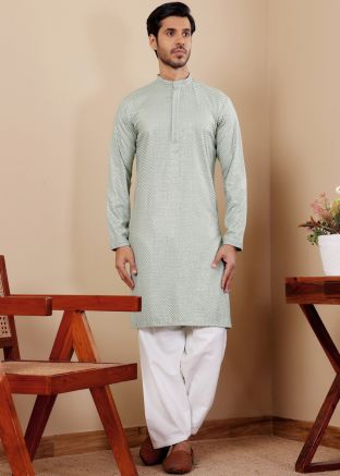 Green Sequins Embroidered Kurta Pant
