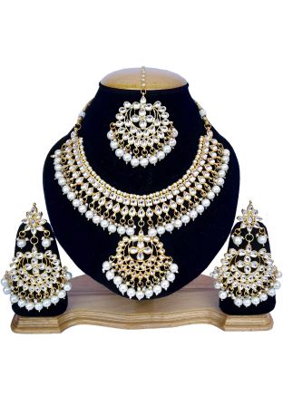 Buy Pearl White Stone Studded Kundan Indian Bead Necklace Online USA