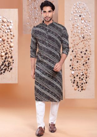 Black Prited Readymade Kurta With Pant