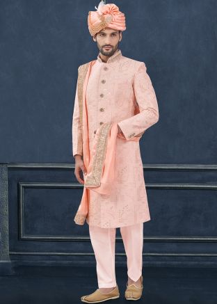 Baby Pink Embellished Sherwani Set
