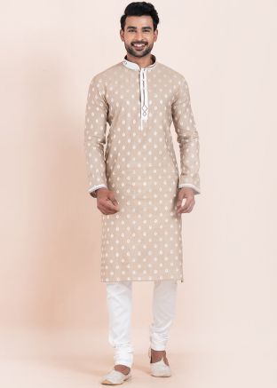Readymade Brown Men Woven Kurta Pajama