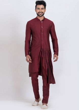 Maroon Kurta Pajama In Viscose