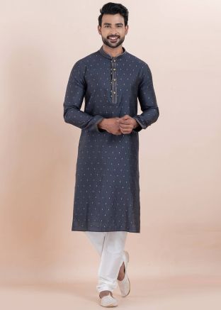 Blue Embroidered Kurta Pajama