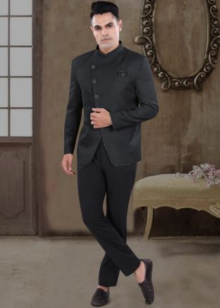 Black Men Readymade Bandhgala Jodhpuri Suit
