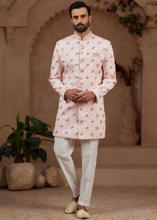 Light Pink Embellished Indo Western Sherwani