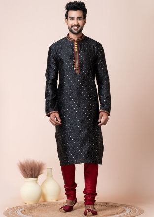 Readymade Black Men Kurta Pajama Set